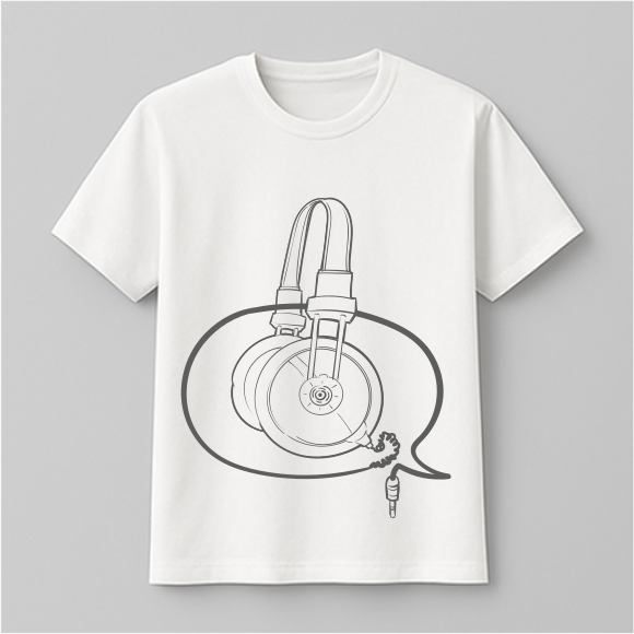Headphones printed T-Shirt Mens Premium